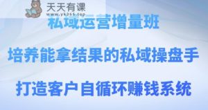 私域流量运营增加量班,塑造可以拿过程的公域股票操盘手,打造出顾客自循环赚钱系统-暖阳网-优质付费教程和创业项目大全-天天有课网