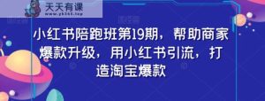 小红书的陪跑班第19期,帮助企业爆品更新,用小红书引流,打造出淘宝爆款-天天有课网