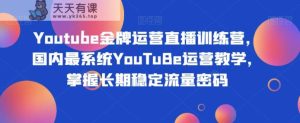 Youtube王牌经营直播间夏令营，中国最系统软件YouTuBe经营课堂教学，把握持续稳定总流量登陆密码-天天有课网
