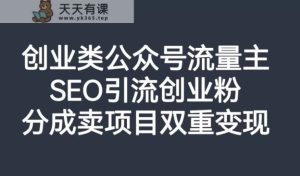 自主创业类微信公众号微信流量主,SEO引流方法自主创业粉,分为卖项目双向转现【揭密】-天天有课网