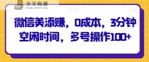 微信美添赚，0成本费，3min空余时间，多号实际操作100-天天有课网