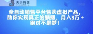 自动式销售网站售卖虚拟产品，帮助你做到真正的躺着赚钱，月入3万＋绝对不是梦！【揭密】-天天有课网