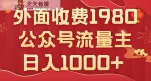 微信公众号微信流量主新项目,无需AI也能写10w ,新手也可以入门,日入1000 【揭密】-天天有课网