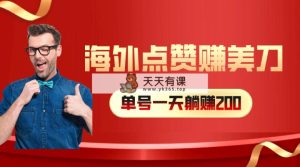 国外点赞量赚美金，一天工资200 ，新手长期性能做-天天有课网