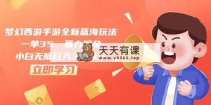 梦幻西游端游全新升级瀚海游戏玩法，一单35，暴力行为掘金队，新手没脑子日入3000-天天有课网