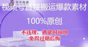 微信视频号立即运送爆品素材内容，100%原创设计，不违规，尽早用，以防到期后悔莫及【揭密】-天天有课网