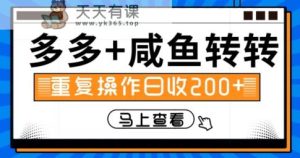 多多+咸鱼+转转,循环操作,信息差日赚200+-天天有课网