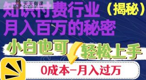 揭秘知识付费行业月入百万的秘密,小白也可轻松上手,月入过万-天天有课网