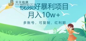 视频号暴利项目，多账号，可复制，红利期，月入10w+【揭秘】-天天有课网