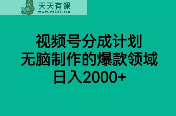 微信视频号分为方案，没脑子制做的爆款行业，日入2000-天天有课网