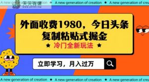 外边收费标准1980今日今日头条新项目，全新玩法，小众行业，新手轻轻松松日入300＋【揭密】-天天有课网