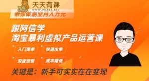 跟小编学淘宝爆利虚拟商品运营课,新手入门简易,迅速开单,陪你做副业月入万余元-天天有课网