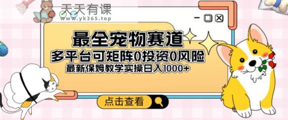 全新升级小宠物跑道全平台轻轻松松日入500 ，0风险性，0项目投资，可引流矩阵长期性收益-天天有课网