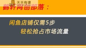 闲鱼平台搞好这5个阶段使你店面快速占领市场总流量【揭密】-天天有课网