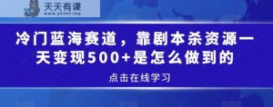 冷门蓝海赛道，靠剧本杀资源一天变现500+是怎么做到的-天天有课网