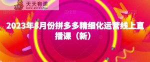 2023年8月份拼多多精细化运营线上直播课-天天有课网
