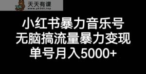 小红书的暴力行为音乐号,没脑子搞总流量暴力行为转现,运单号月入5000-天天有课网