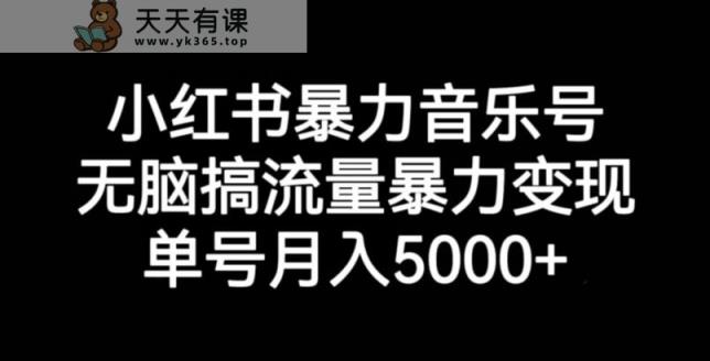 小红书的暴力行为音乐号，没脑子搞总流量暴力行为转现，运单号月入5000-天天有课网