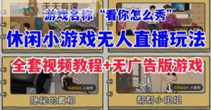 抖音爆火的休闲小游戏“看你怎么秀”无人直播玩法【含全套开播教程+无广告版游戏+工具软件】-天天有课网