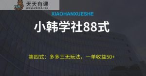 小韩学社88式第四式：最新拼多多三无赔付玩法-天天有课网