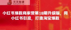 小红书爆款商家营第18期升级版，用小红书引流，打造淘宝爆款-天天有课网