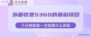 外面收费5360的暴利项目,几分钟就收一次钱是什么体验,附素材【揭秘】-天天有课网