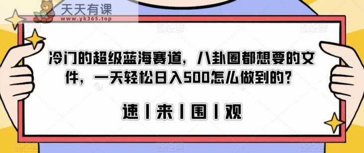 冷门的超级蓝海赛道，八卦圈都想要的文件，一天轻松日入500怎么做到的？【揭秘】-天天有课网