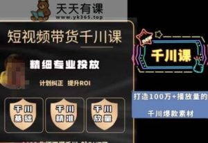 短视频带货-千川专业投放课，​精细化专业投放，计划纠正，提升ROI-天天有课网