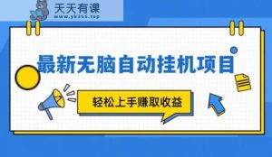 全新自动挂机项目,轻轻松松就能赚取收益-天天有课网