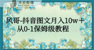 风哥-抖音图文月入10w+,从0-1保姆级教程-天天有课网