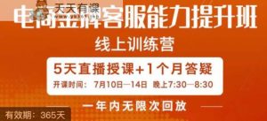 电商金牌客服能力提升班，提升网上客服水准便是你店面销售销售业绩的重要因素-天天有课网