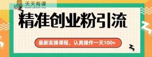 精确自主创业粉引流方法全新实际操作课程内容，用心实际操作一天100-天天有课网