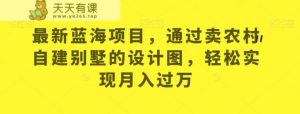 全新升级蓝海项目,依据卖农村自建别墅的设计图,从而实现月入过万【揭秘】-天天有课网