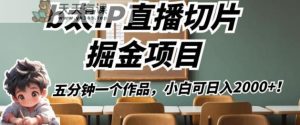 b太IP直播房间切成薄片掘金队最新项目，五分钟一个经典著作，小白可日入2000 【揭秘】-天天有课网