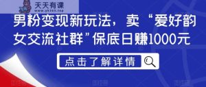 粉丝转现新模式，卖“喜好韵女沟通交流社群营销”最低日赚1000元【揭密】-天天有课网