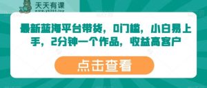 全新瀚海服务平台卖货，0门坎，新手上手快，2min一个作品，利润高【揭密】-天天有课网
