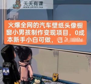 火爆全网的车壁纸头像橱窗展示男孩儿制做转现新项目，0成本费新手入门能做-天天有课网