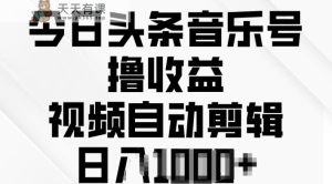今日头条音乐号撸盈利,短视频自动剪辑,在最短的时间转现-天天有课网