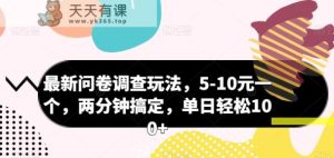 最新问卷调查玩法,5-10元一个,两分钟搞定,单日轻松100+-天天有课网
