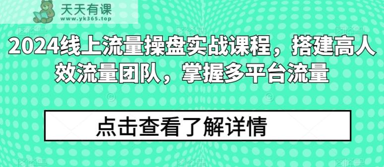 2024用户流量股票操盘实战演练课程内容，构建高人效总流量精英团队，把握多用户流量-天天有课网