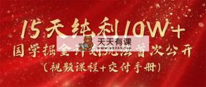 15天净利10W ，国学经典掘金队方案2024游戏玩法各大网站首次亮相-天天有课网