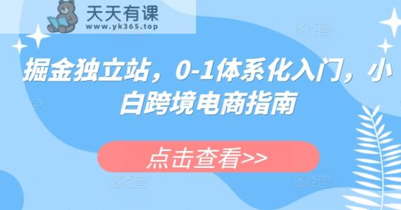 掘金队自建站，0-1系统化新手入门，新手跨境电子商务手册-天天有课网