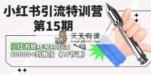 小红书引流夏令营-第15期，小红书的矩阵账号月引流方法80000 进微信-天天有课网