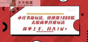 小红书的新模式，迅速涨1000粉，来接商单升级玩法，简易入门-天天有课网
