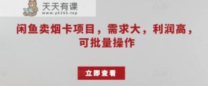 淘宝闲鱼烟卡新项目，需求量大，成本低，可批量处理-天天有课网
