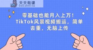 零基础也可以月入上w,TikTok景色视频搬运,简易去重复,没脑子提交【揭密】-天天有课网