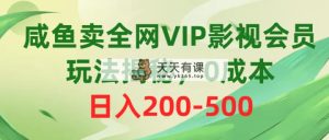 咸鱼卖全网VIP影视会员，玩法揭秘，0成本日入200-500-天天有课网