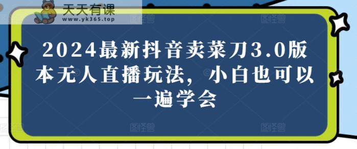 2024全新抖音卖切菜刀3.0版没有人直播玩法，新手还可以一遍懂得【揭密】-天天有课网