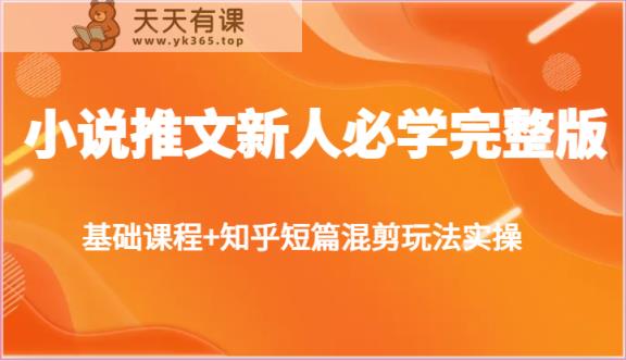 小说推文新人必学完整版，基础课程+知乎短篇混剪玩法实操-天天有课网