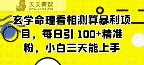 风水玄学八字命理算命计算赚钱项目，每日引 100 精准粉，新手三天可以上手-天天有课网